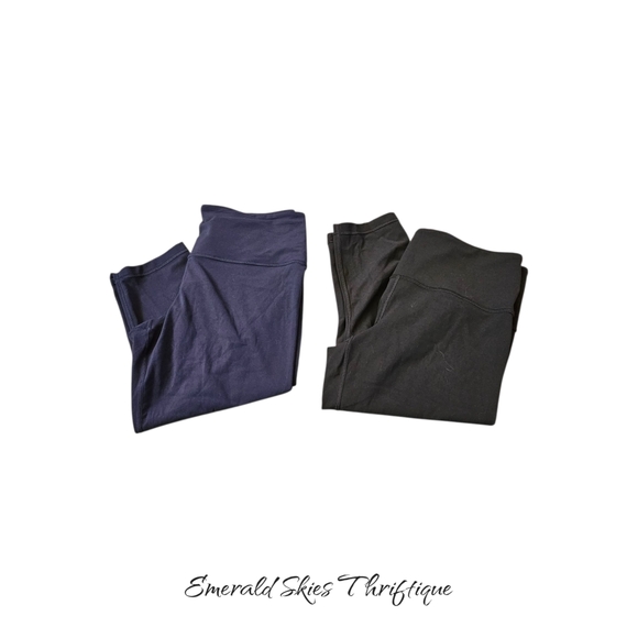 Lot Of 2 Athleta Ultra High Rise Elation Capri Large Black & Blue. Free Shipping - Picture 1 of 5
